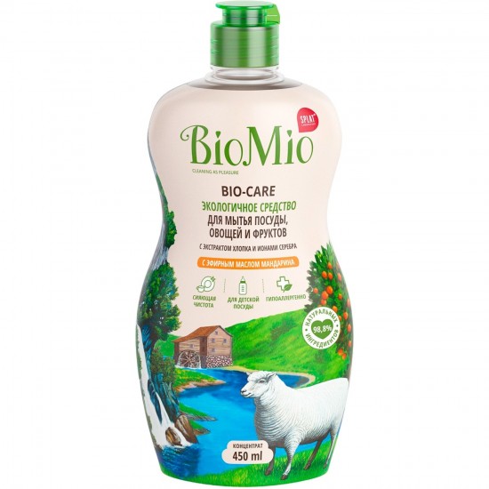 BioMio Экологичное  средство для мытья посуды, фруктов и овощей с эфирным маслом  Мандарин