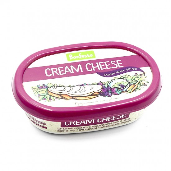 Сыр мягкий «CREAM CHEESE», м.д.ж 70%,  базилик-чеснок-орегано